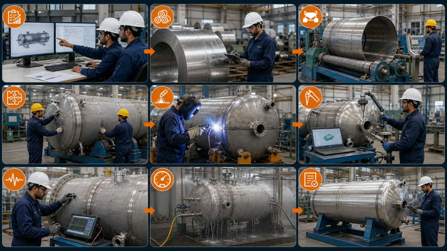 Pressure vessel manufacturing and inspection workflow